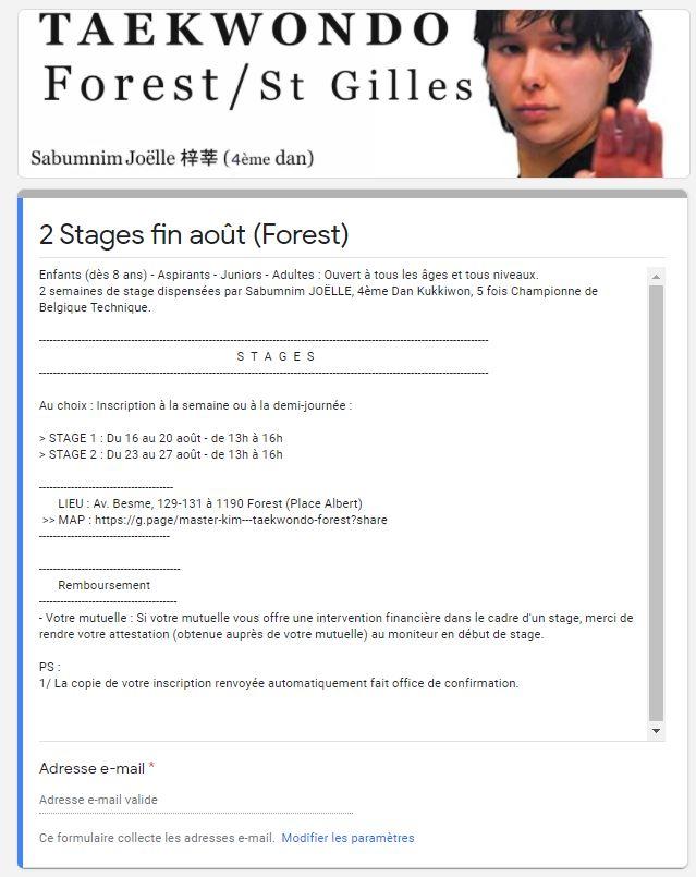 Stages fin aout