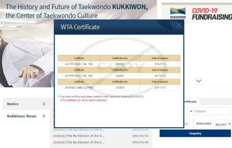 Kukkiwon certificates